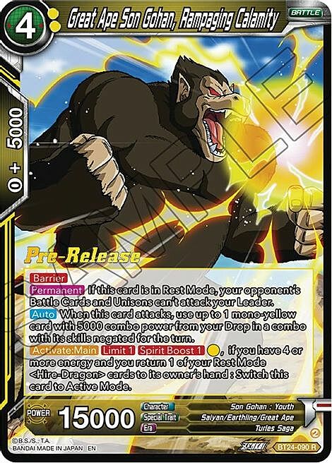 Great Ape Son Gohan, Rampaging Calamity Card Front