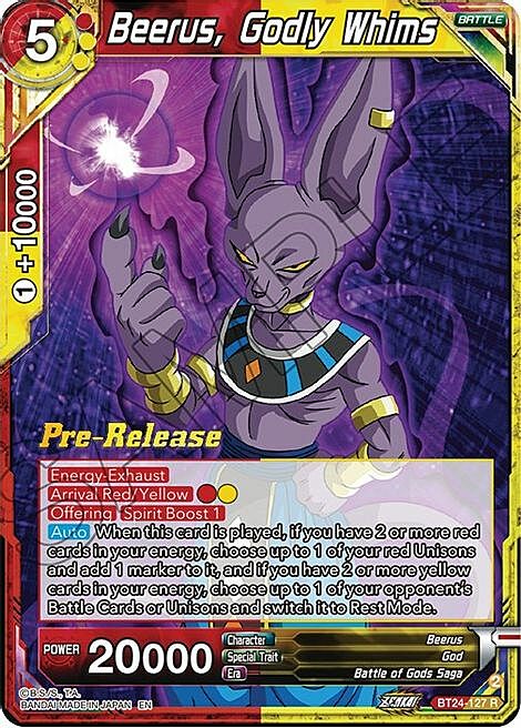 Beerus, Godly Whims Card Front