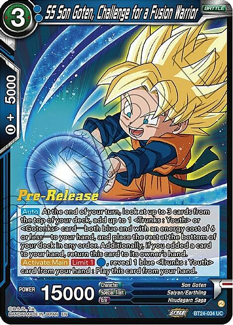 SS Son Goten, Challenge for a Fusion Warrior Card Front
