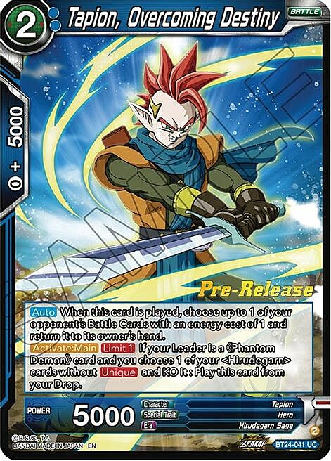 Tapion, Overcoming Destiny Card Front
