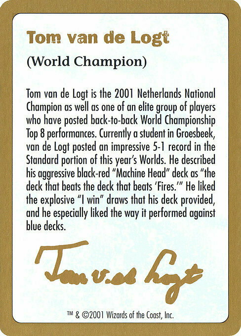 Tom van de Logt Bio (2001) Card Front