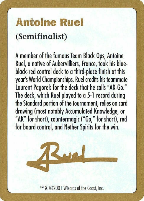 Antoine Ruel Bio Card Front