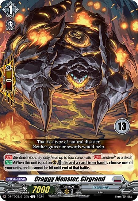 Craggy Monster, Girgrand Card Front