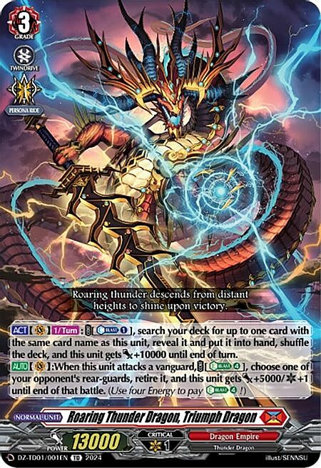 Roaring Thunder Dragon, Triumph Dragon Card Front