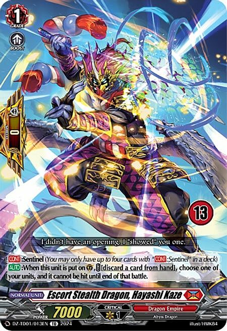 Escort Stealth Dragon, Hayashi Kaze Card Front