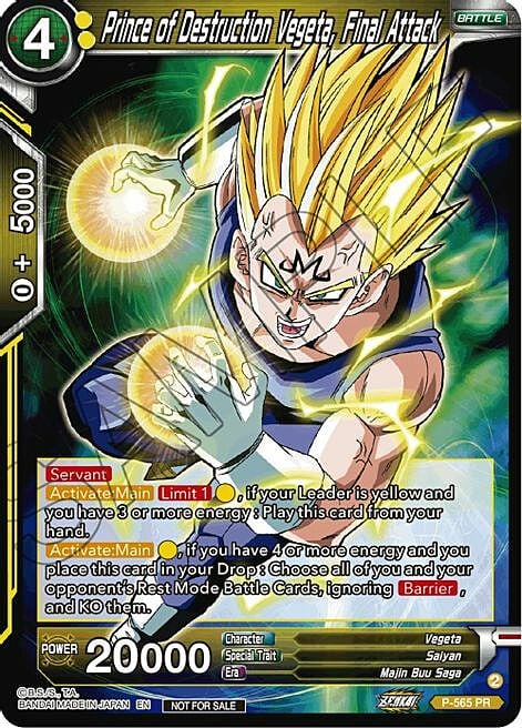 Prince of Destrcution Vegeta, Final Attack Card Front