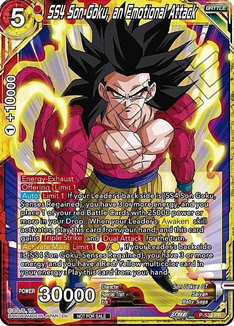 SS4 Son Goku, an Emotional Attack Card Front