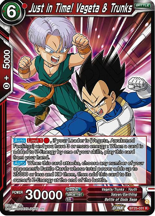 Just in Time! Vegeta & Trunks Card Front