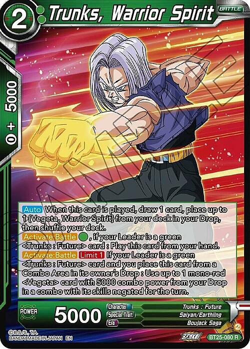 Trunks, Warrior Spirit Card Front