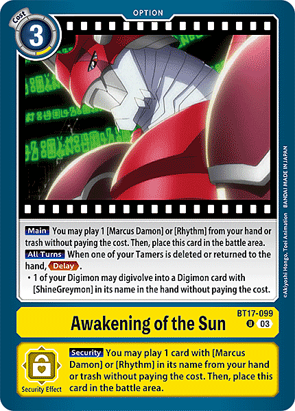 Awakening of the Sun Card Front