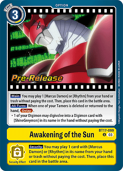 Awakening of the Sun Card Front