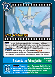 Return to the Primogenitor · Pre-Release Stamped BT17-097