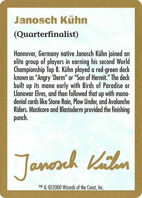 Janosch Kühn Bio (2000) Card Front