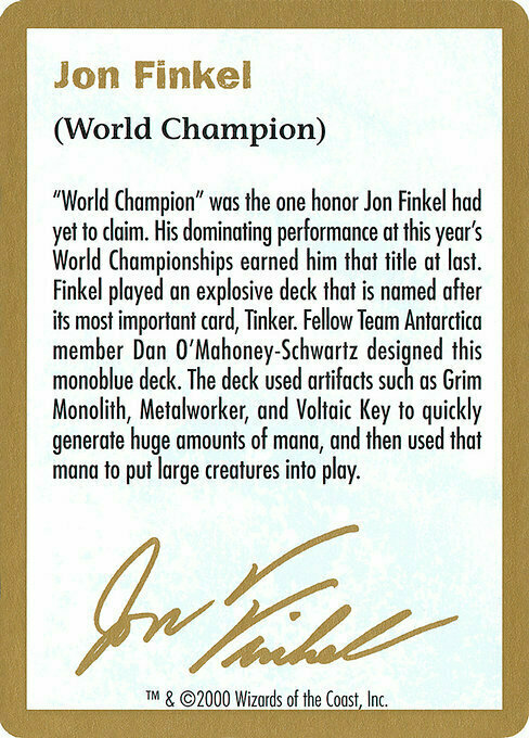Jon Finkel Bio Card Front