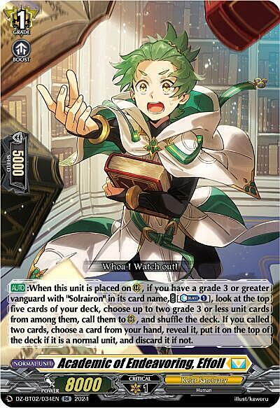 Academic of Endeavoring, Effoll Card Front