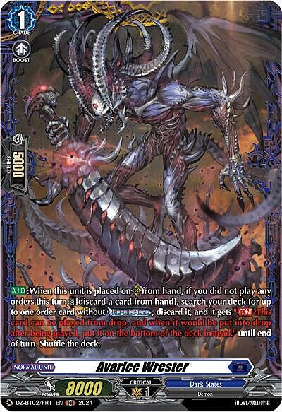 Avarice Wrester Card Front