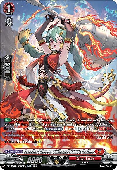 Dancing Princess of Elegant Flames, Justina Card Front