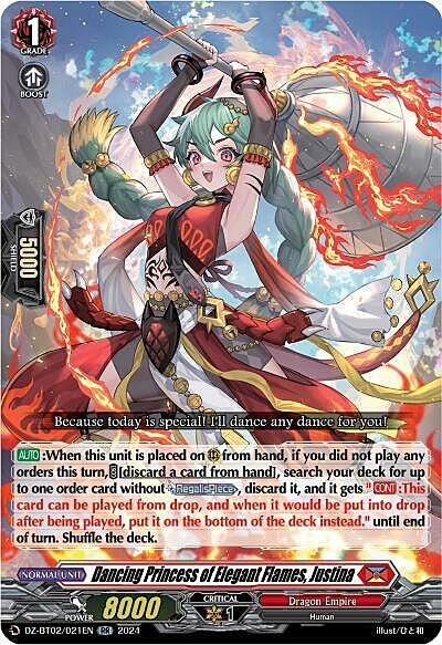 Dancing Princess of Elegant Flames, Justina Card Front