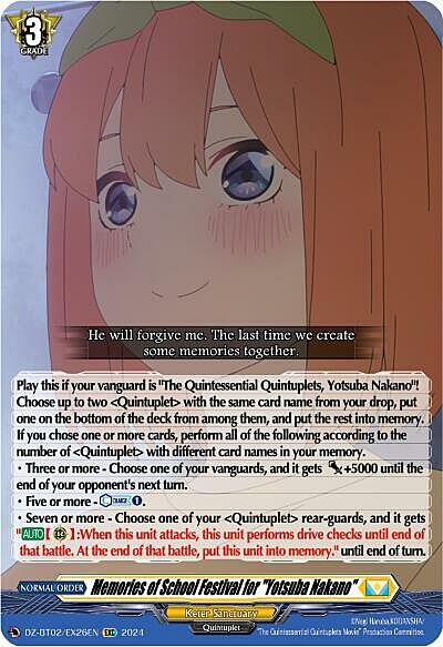 Memories of School Festival for "Yotsuba Nakano" Card Front