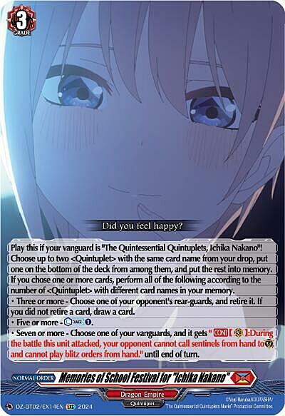 Memories of School Festival for "Ichika Nakano" Card Front