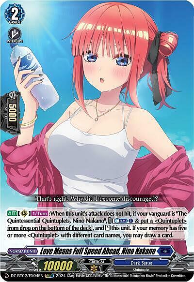 Love Means Full Speed Ahead, Nino Nakano Card Front