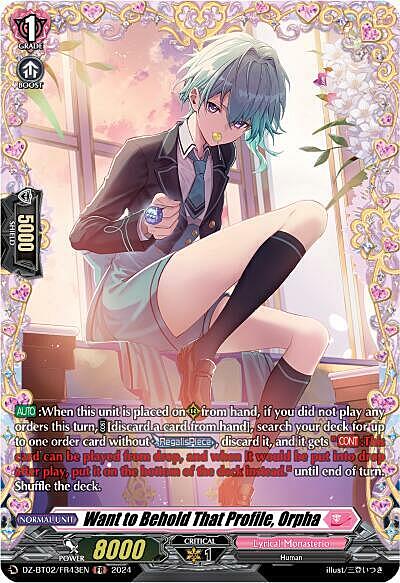 Want to Behold That Profile, Orpha Card Front