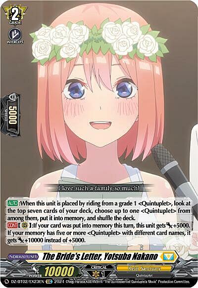 The Bride's Letter, Yotsuba Nakano Card Front