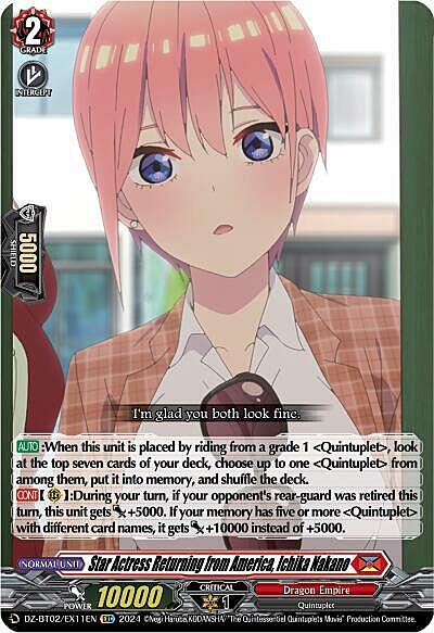 Star Actress Returning from America, Ichika Nakano Card Front