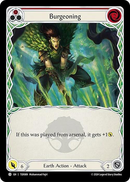 Burgeoning - Red Card Front