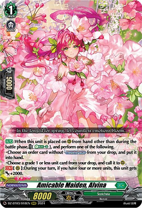 Amicable Maiden, Alvina Card Front