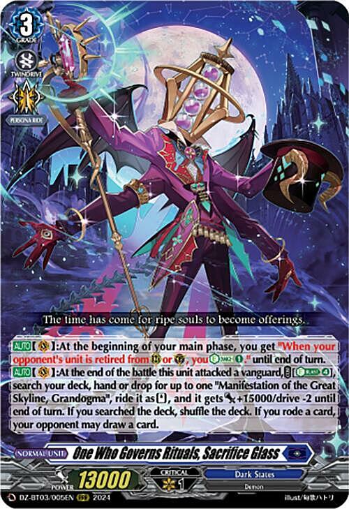 One Who Governs Rituals, Sacrifice Glass Card Front