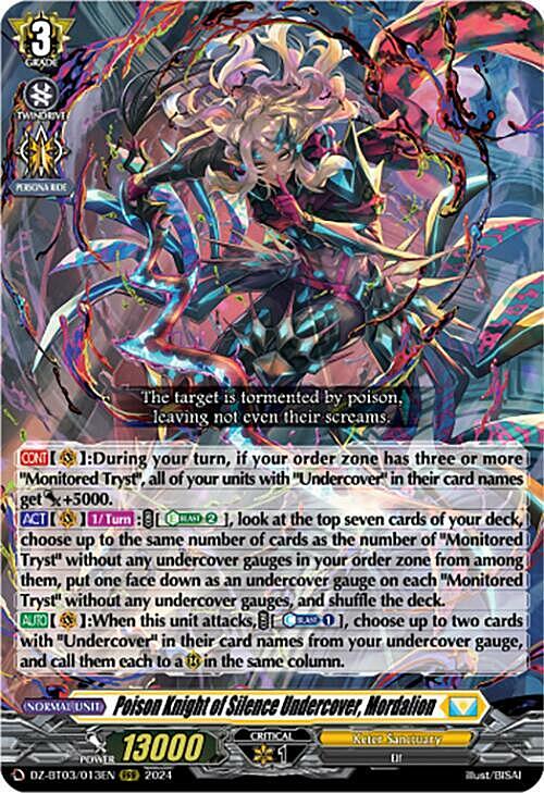 Poison Knight of Silence Undercover, Mordalion Card Front