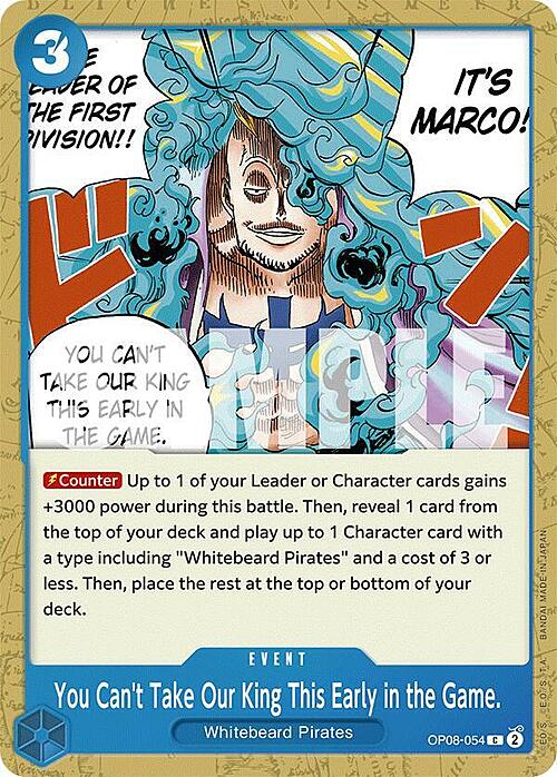 You Can't Take Our King This Early in the Game. Card Front