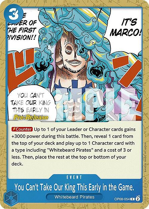 You Can't Take Our King This Early in the Game. Card Front