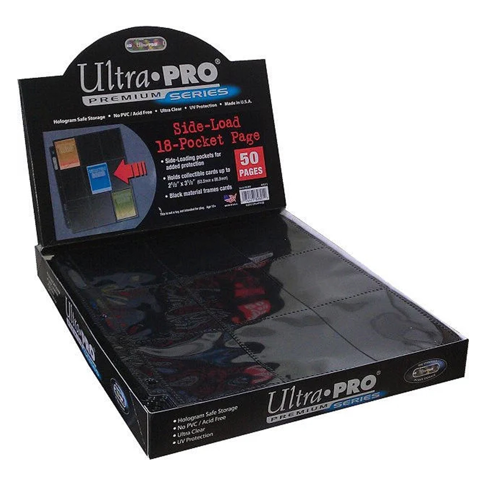 50 Ultra Pro 18-Pocket Black Side Load Pages Box