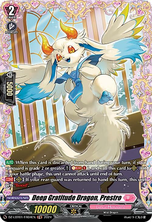 Deep Gratitude Dragon, Prestro Card Front