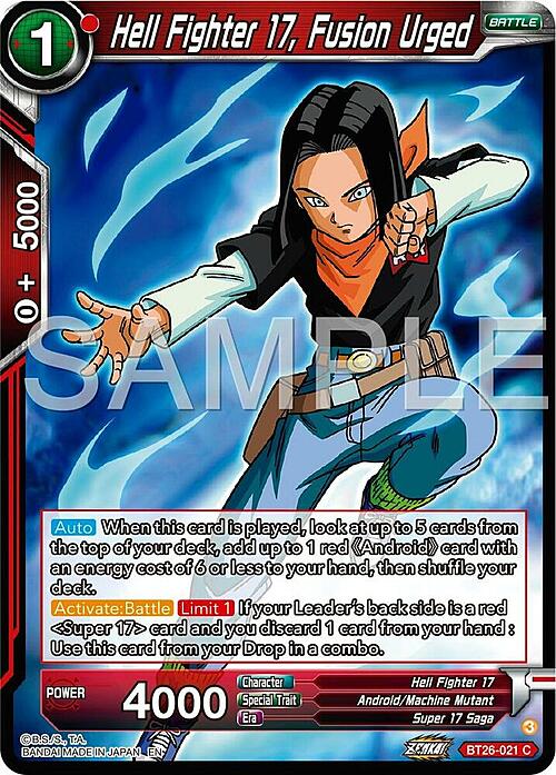 Hell Fighter 17, Fusion Urged Card Front