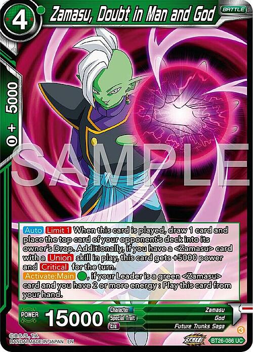 Zamasu, Doubt in Man and God Card Front