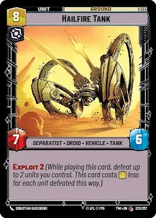 Hailfire Tank Card Front