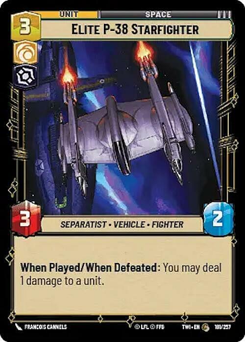 Elite P-38 Starfighter Card Front