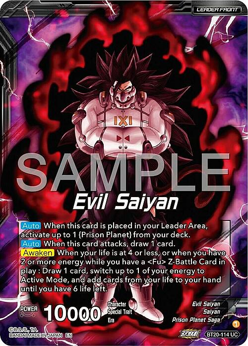 Evil Saiyan // Cumber, Maddening Force Card Front
