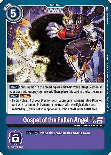 Gospel of the Fallen Angel Card Front