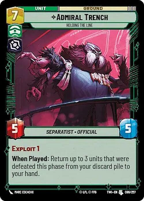 Admiral Trench - Holding the Line Card Front