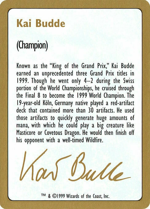Kai Budde Bio Card Front