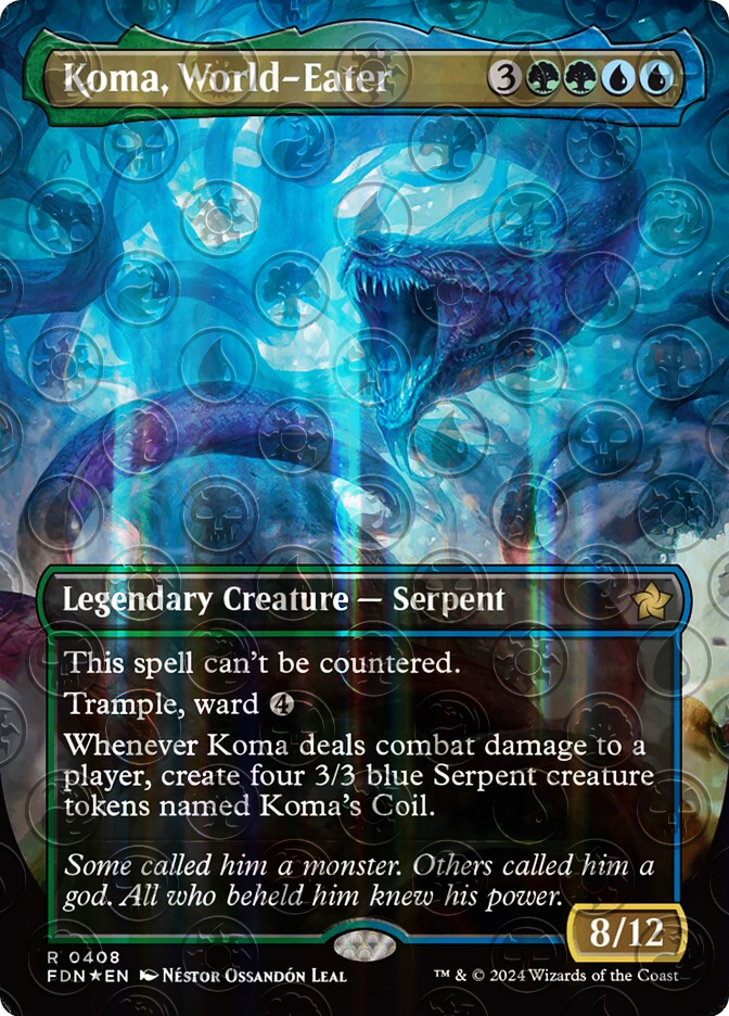 mtg koma world eater commander deck EDH Deck Koma, Cosmos Serpent 100 Magic Cards Custom Deck Serpents Simic Ramp Sacrifice another Serpent Koma, World-Eater Hand Painted Proxy!
