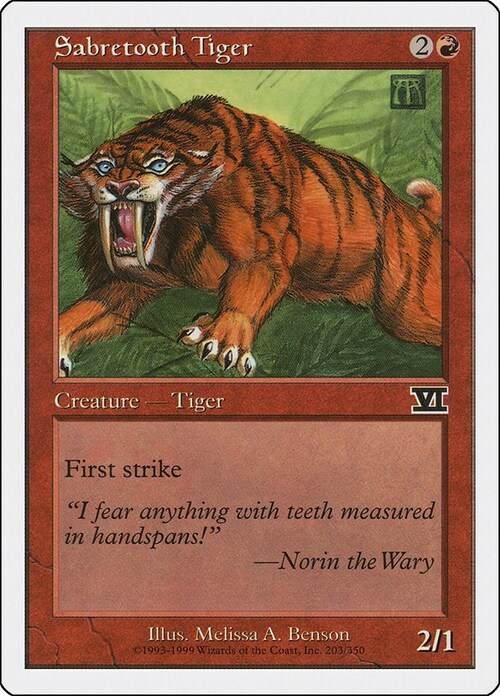 Sabretooth Tiger Card Front