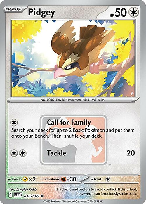 Pidgey Card Front