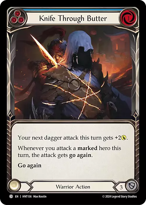 Knife through Butter - Blue Card Front