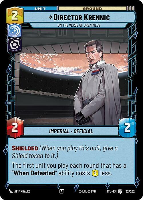 Director Krennic - On the Verge of Greatness Card Front