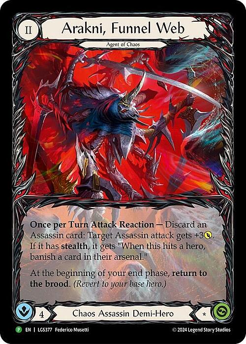Arakni, Funnel Web Card Front